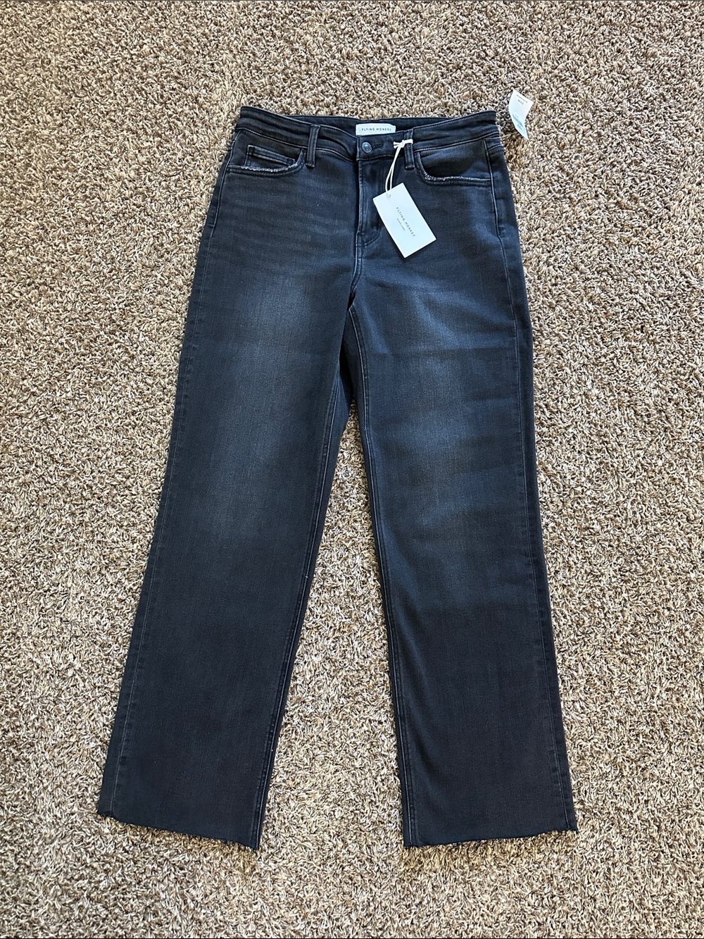 BRAND NEW Flying Monkey Women's Washed Black High Rise Dad Straight-Leg Jeans